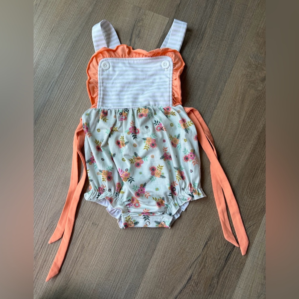 Thomas & Turner Floral Baby One-Piece Romper - Peach